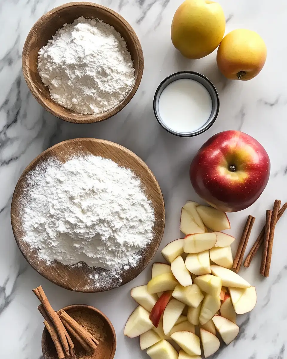 Ingredients for Best Baked Apple Fritters Recipe: Easy Glazed Fall Dessert with Printable