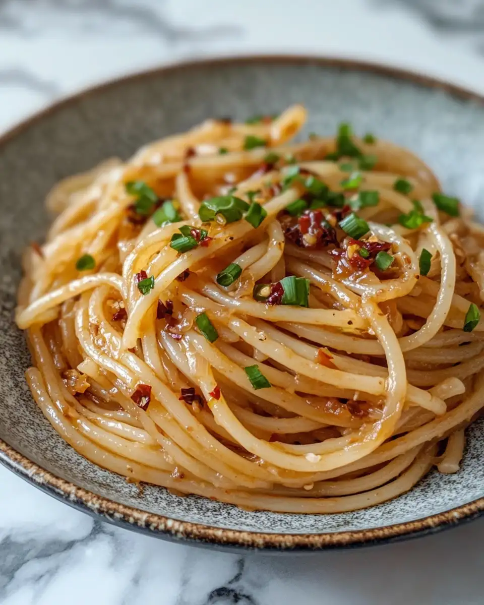 Final dish - Spice Up Your Dinner: Caramelized Onion Pasta with Chilli Oil Delight