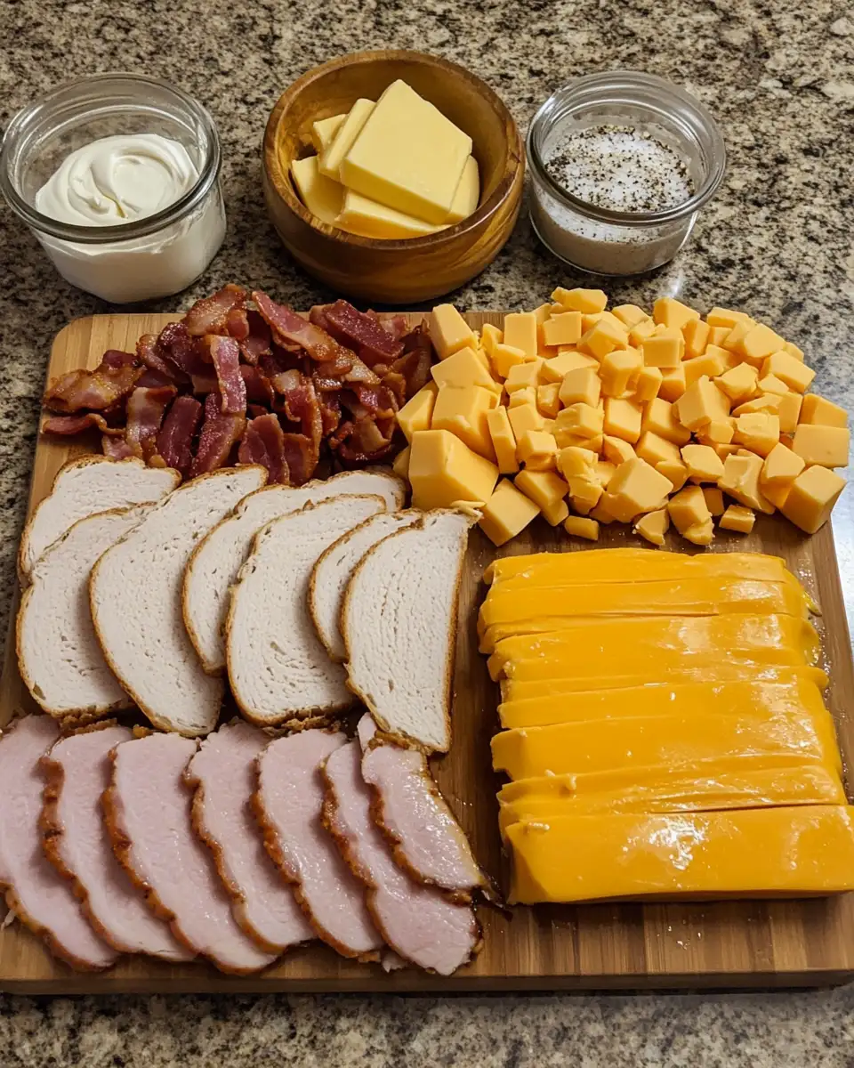 Ingredients for Sizzling Cheddar and Bacon Turkey Melt on Sourdough Delight