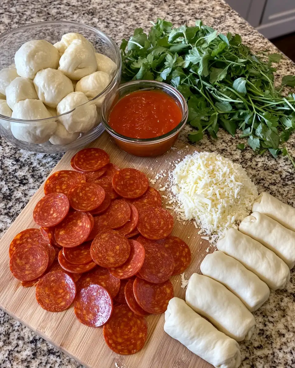 Ingredients for Irresistible Cheesy Pepperoni Pizza Roll-Ups That Will Wow Your Taste Buds