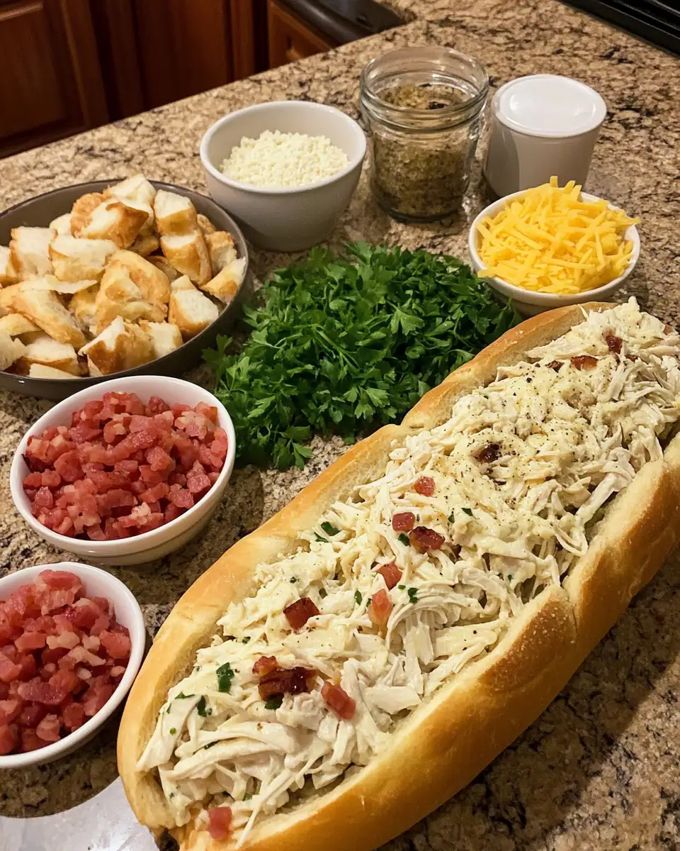 Irresistible Chicken Bacon Ranch Stuffed Bread Delight 4 Ingredients for Irresistible Chicken Bacon Ranch Stuffed Bread Delight