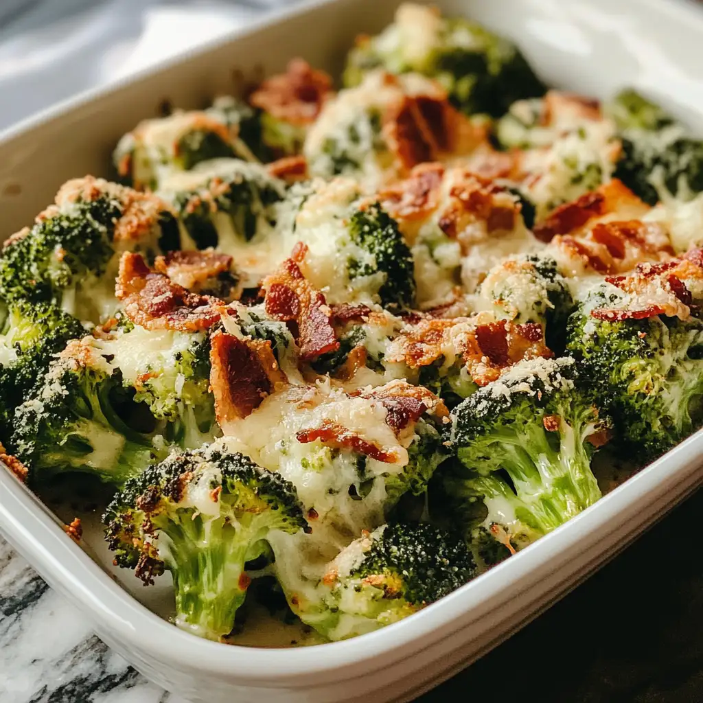 Irresistible Creamy Garlic Parmesan Broccoli with Crispy Bacon Delight - Featured Image