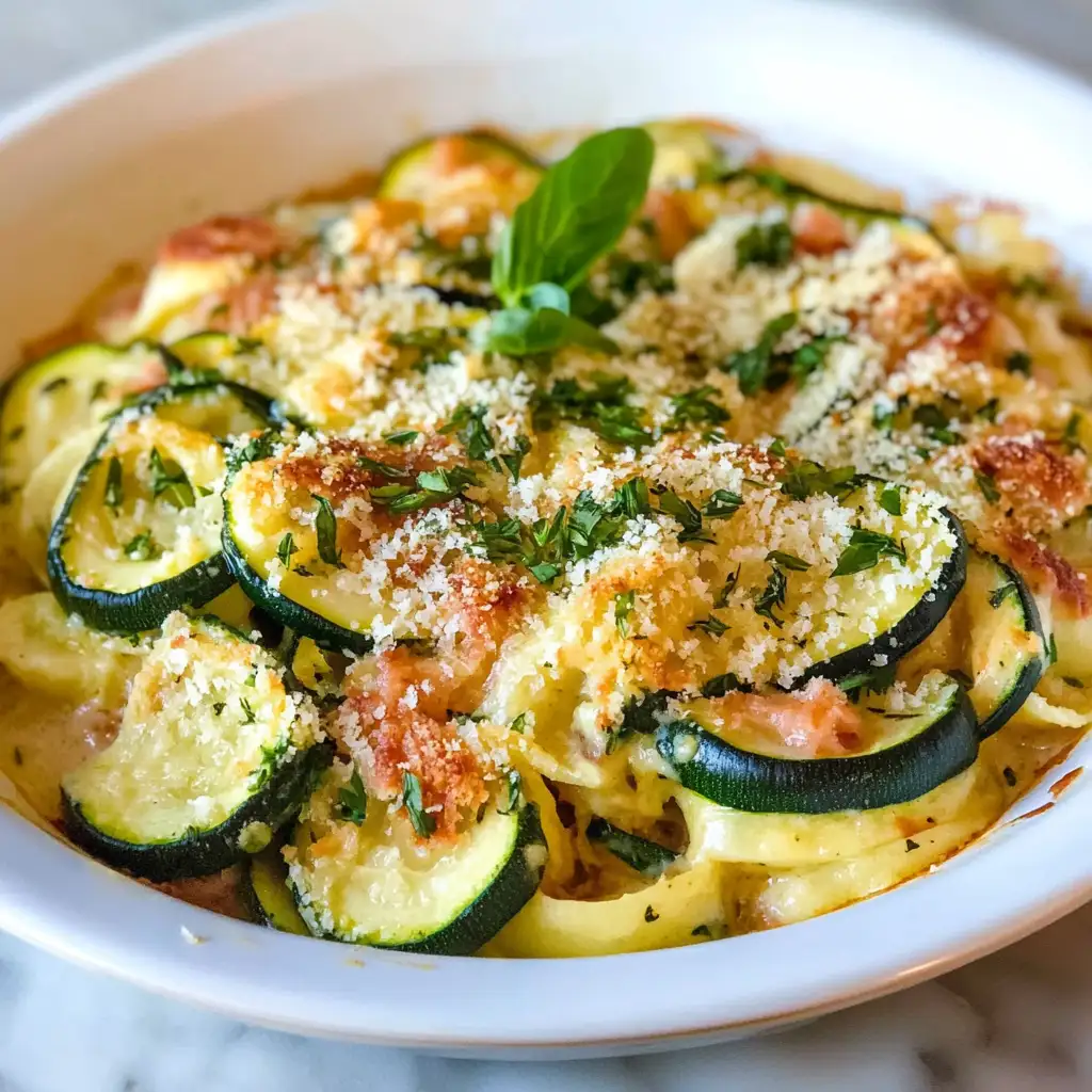 Indulge in Irresistible Flavor with Creamy Garlic Parmesan Zucchini Bake - Featured Image