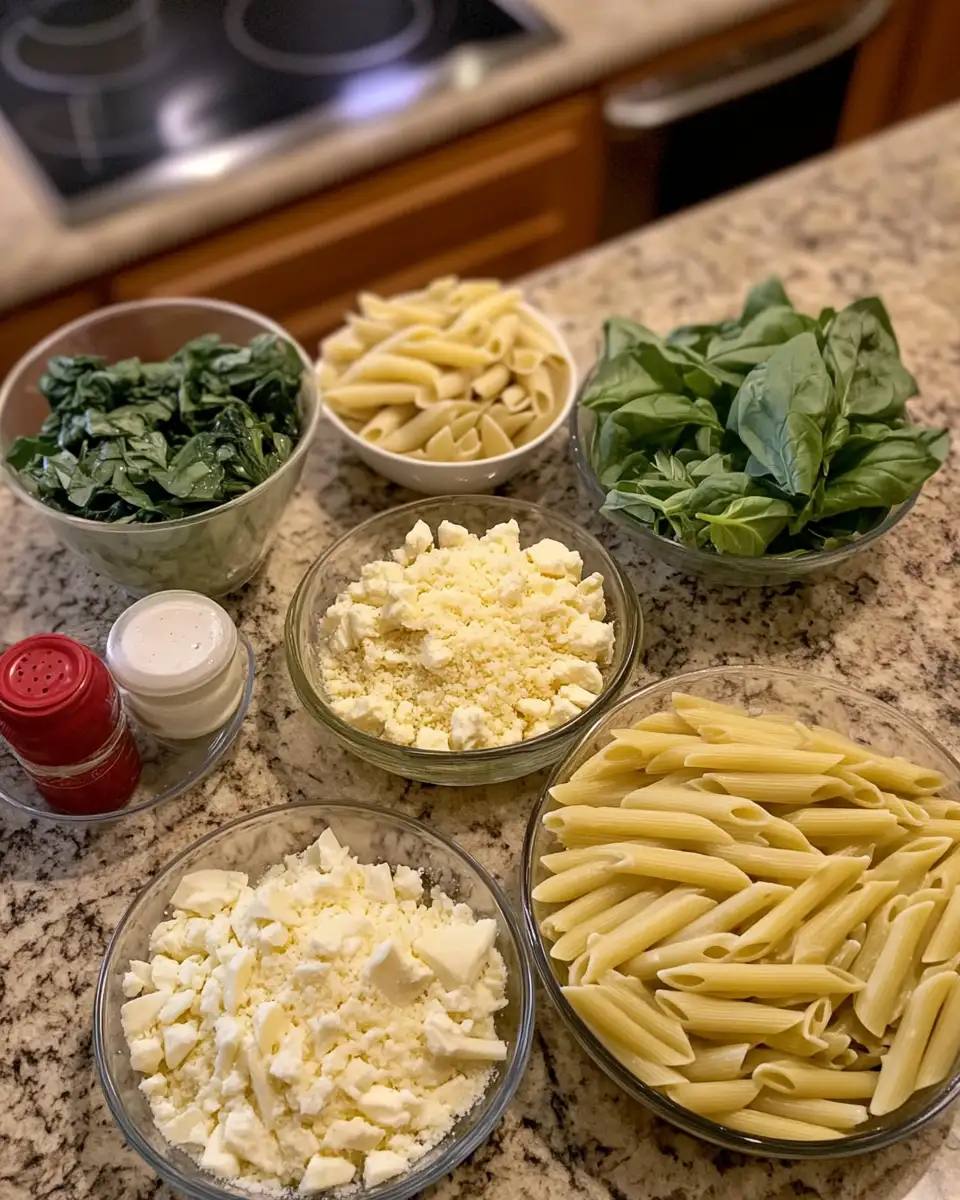 Ingredients for Irresistible Creamy Spinach Artichoke Pasta: A Flavor-Packed Delight