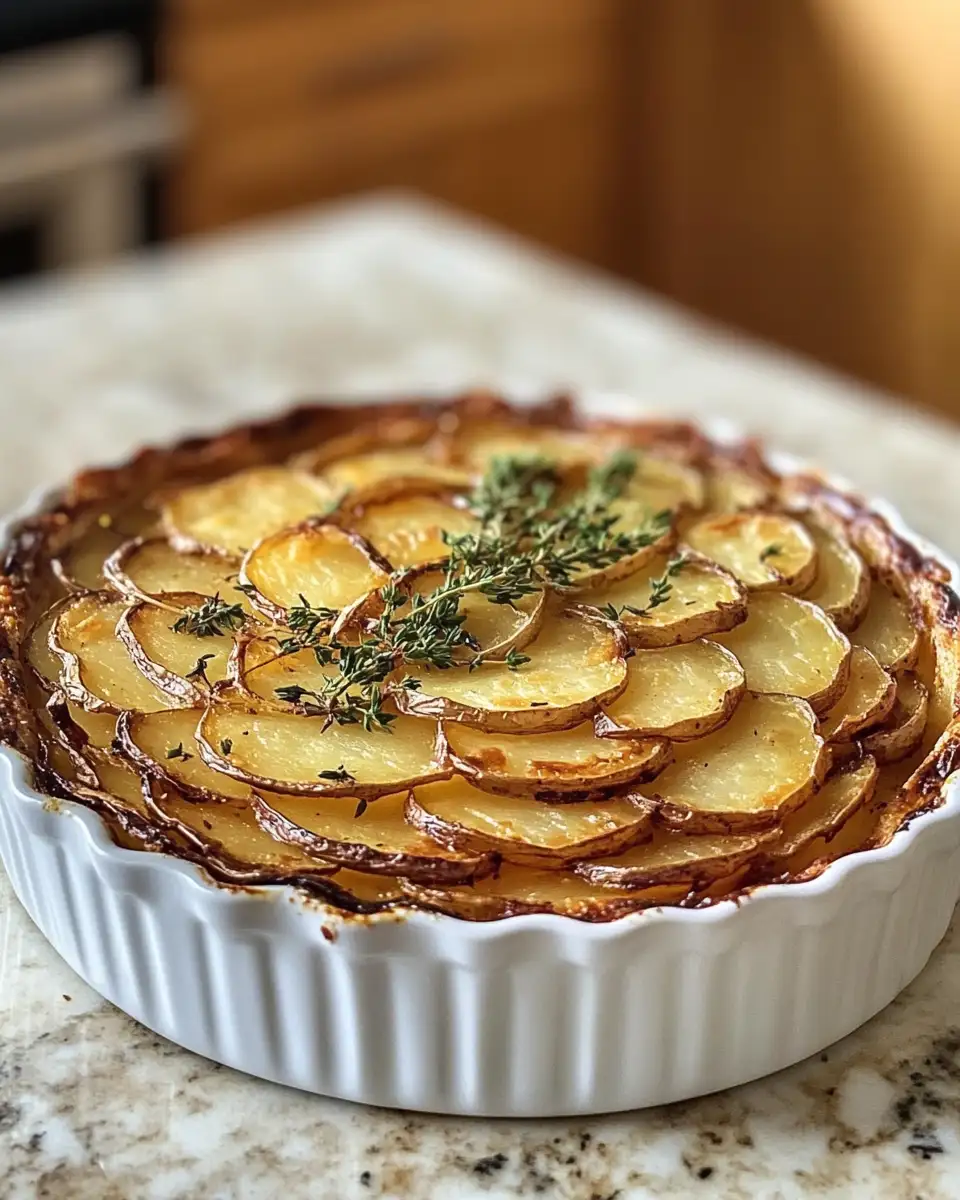 Final dish - Golden Layers of Flavor: Discover the Crispy Balsamic-Thyme Potato Torte