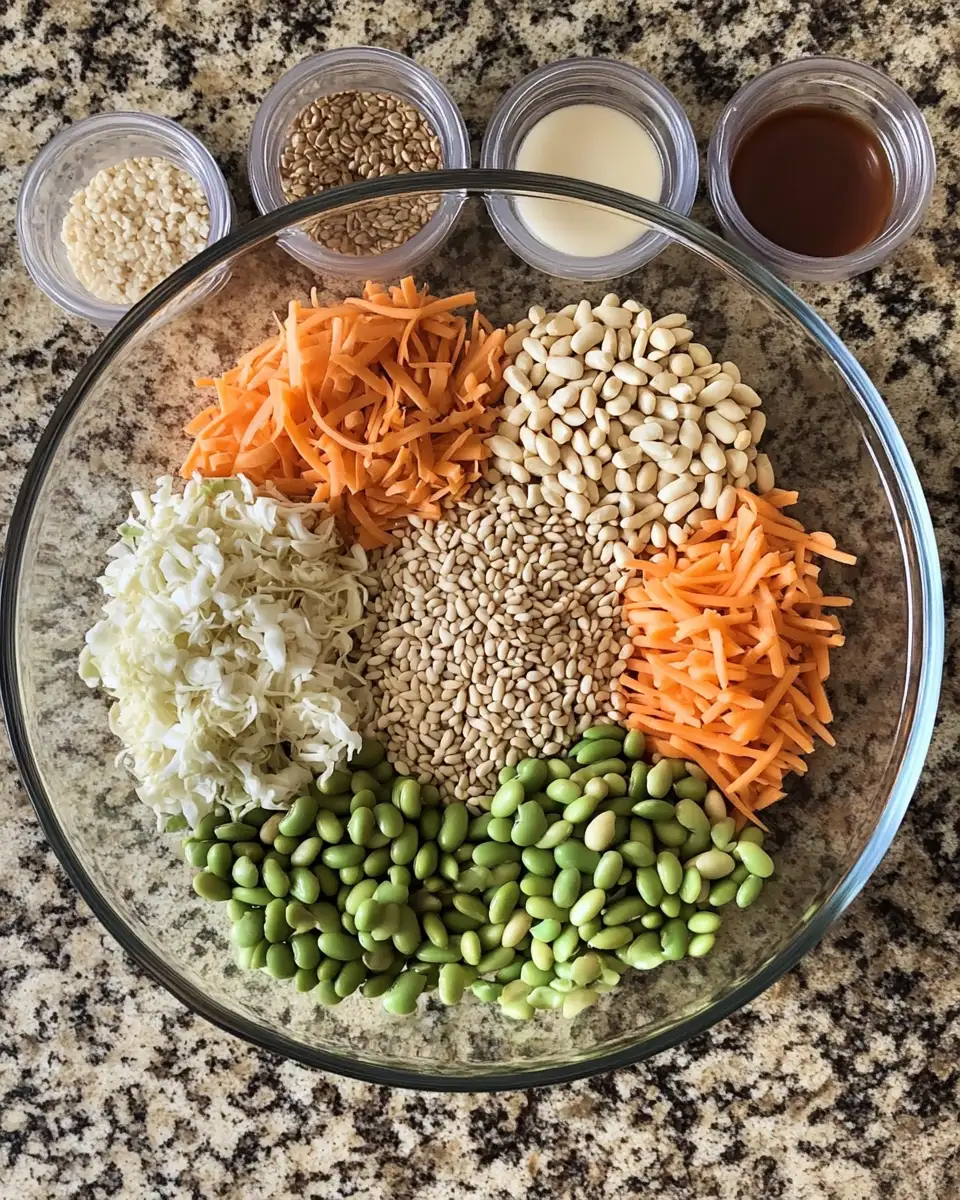 Ingredients for Grandma's Secret Twist on Crunchy Asian Ramen Noodle Salad Recipe
