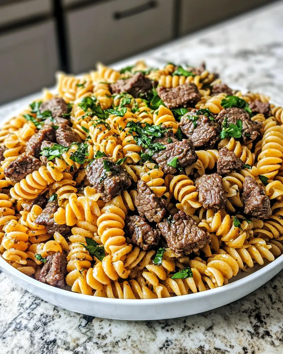 Final dish - Savor the Flavor of Garlic Beef Pasta with This Must-Try Slow Cooker Recipe