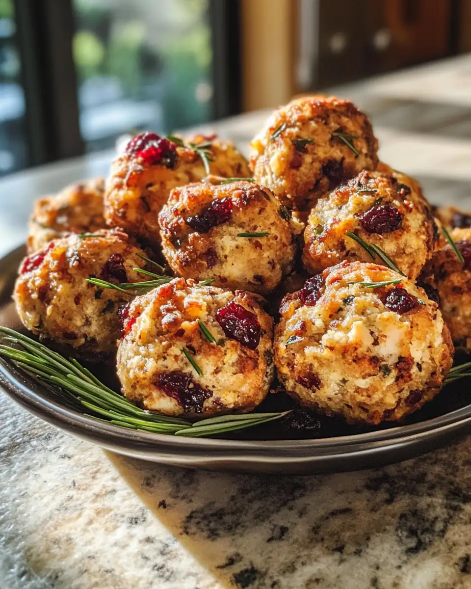 Savor the Season with Festive Cranberry Turkey Stuffing Balls 6 Final dish - Savor the Season with Festive Cranberry Turkey Stuffing Balls