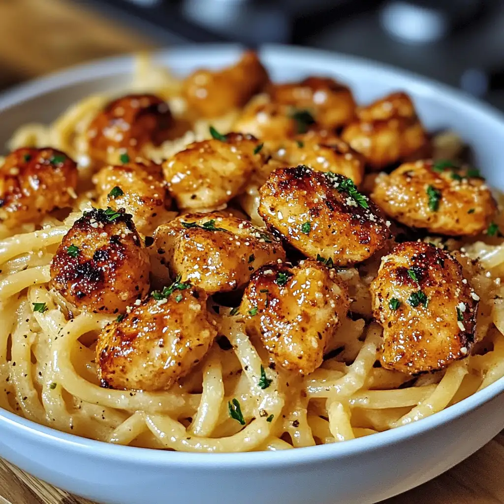 Irresistible Garlic Butter Chicken Bites and Creamy Parmesan Pasta Delight - Featured Image