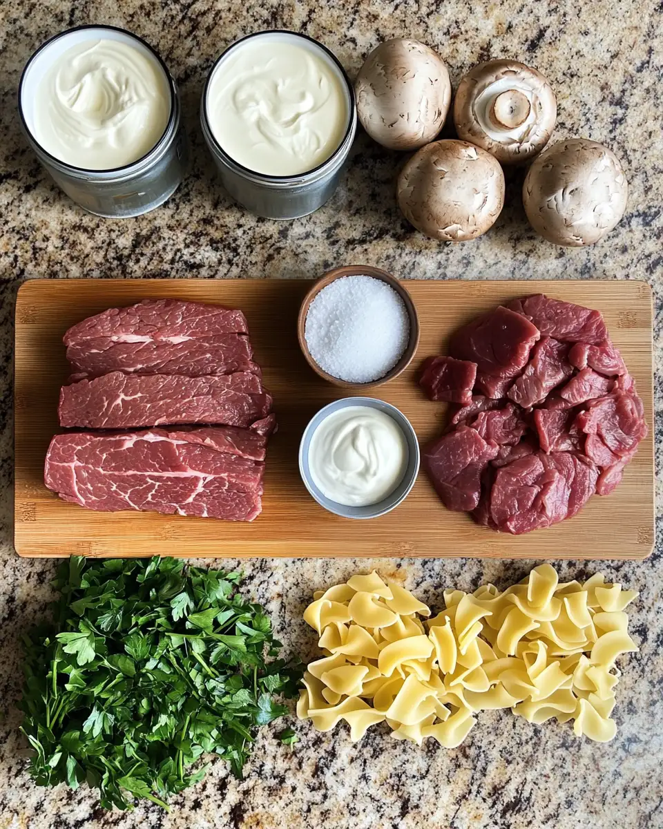 Ingredients for Gordon Ramsay Beef Stroganoff Recipe Classic Comfort Dish Done Right