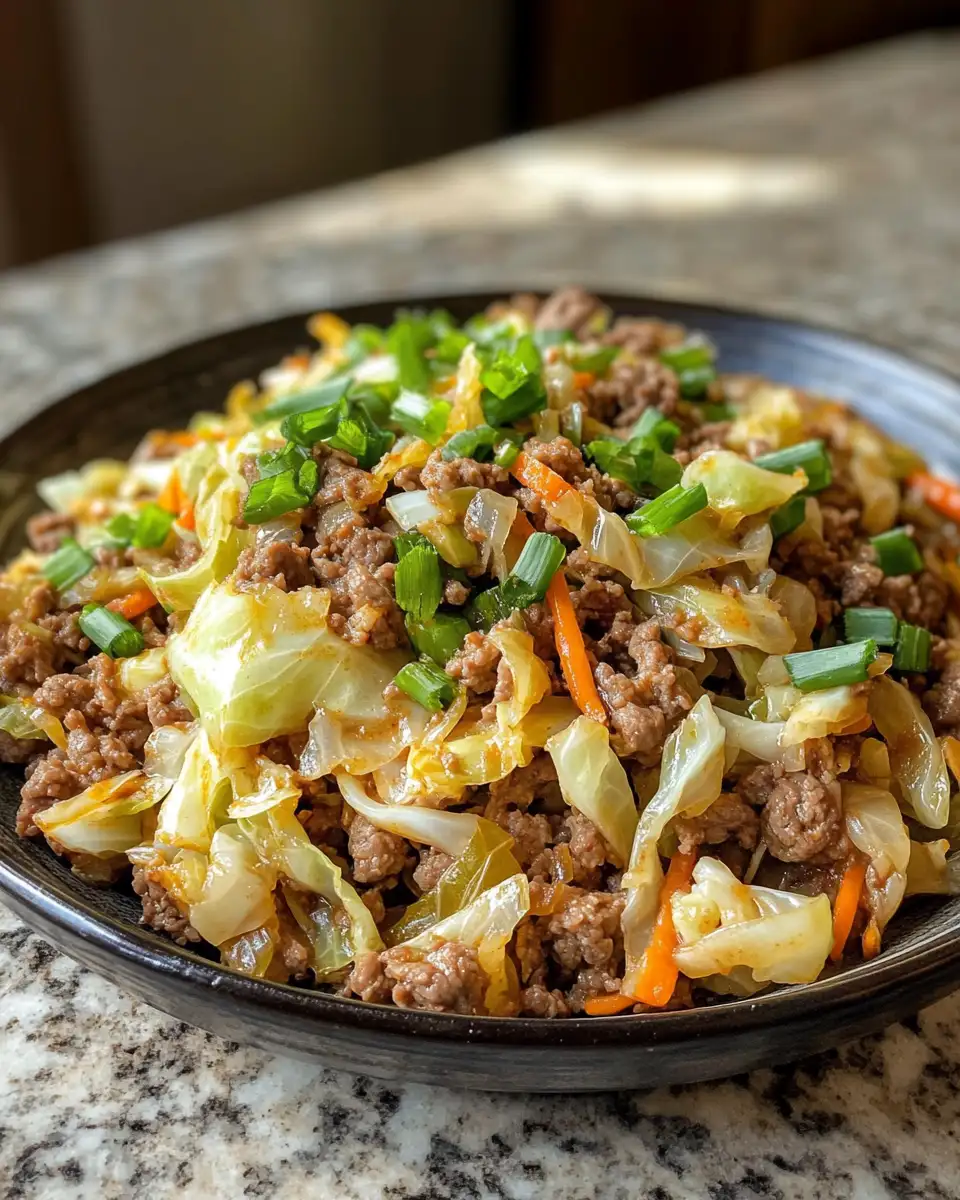 Final dish - Savory Fusion: Ground Beef Meets Chopped Cabbage in a Delicious Dance