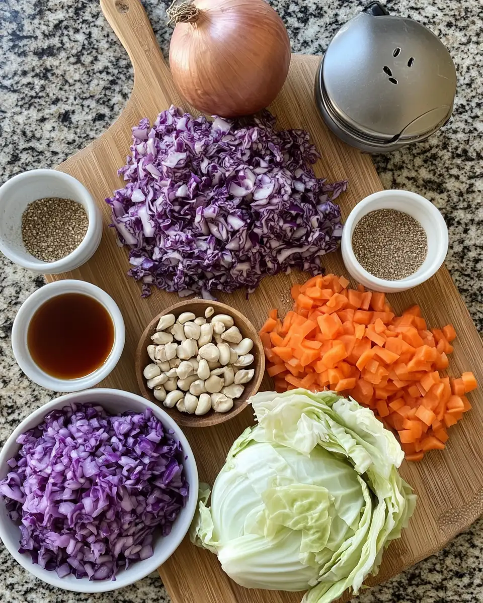 Ingredients for Savory Fusion: Ground Beef Meets Chopped Cabbage in a Delicious Dance