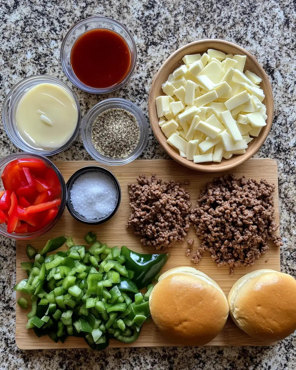 Ingredients for Philly Cheesesteak Sloppy Joes: A Savory Twist on a Classic Favorite