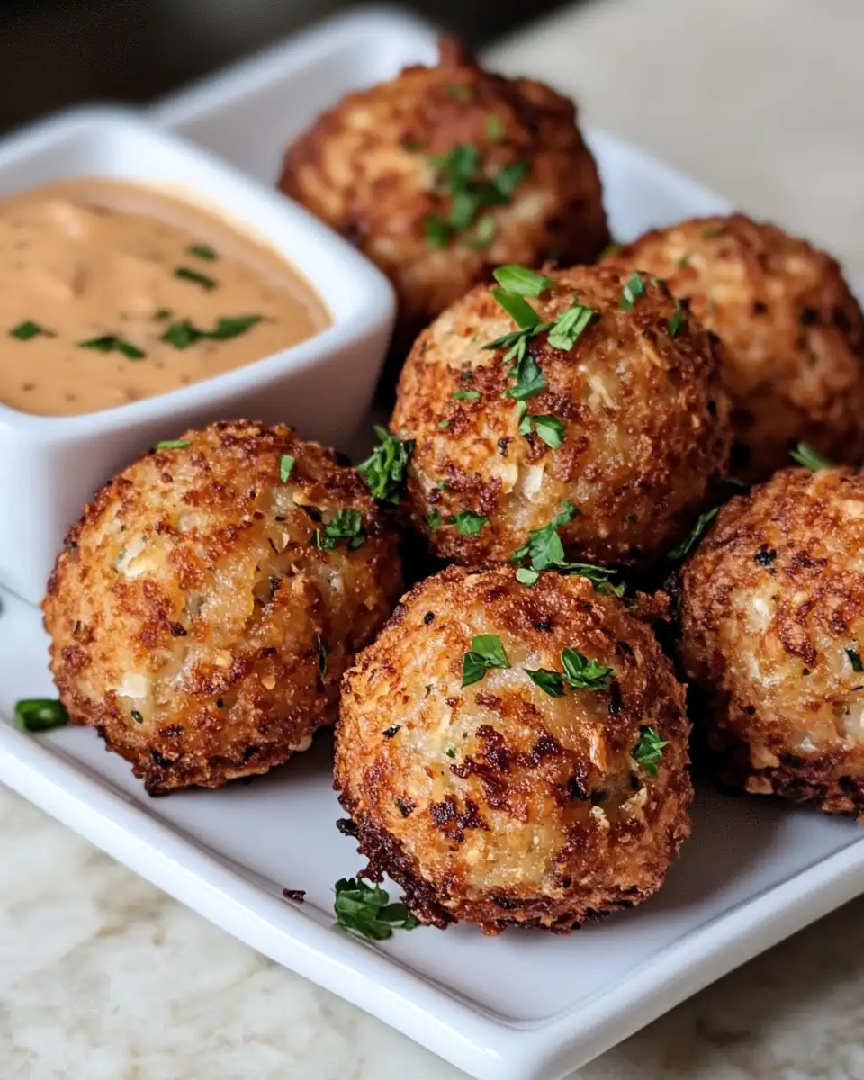 Final dish - Reuben Balls with Spicy Thousand Island Dipping Sauce