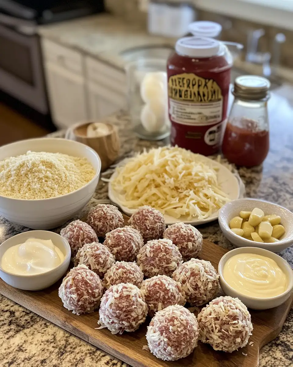Ingredients for Reuben Balls with Spicy Thousand Island Dipping Sauce