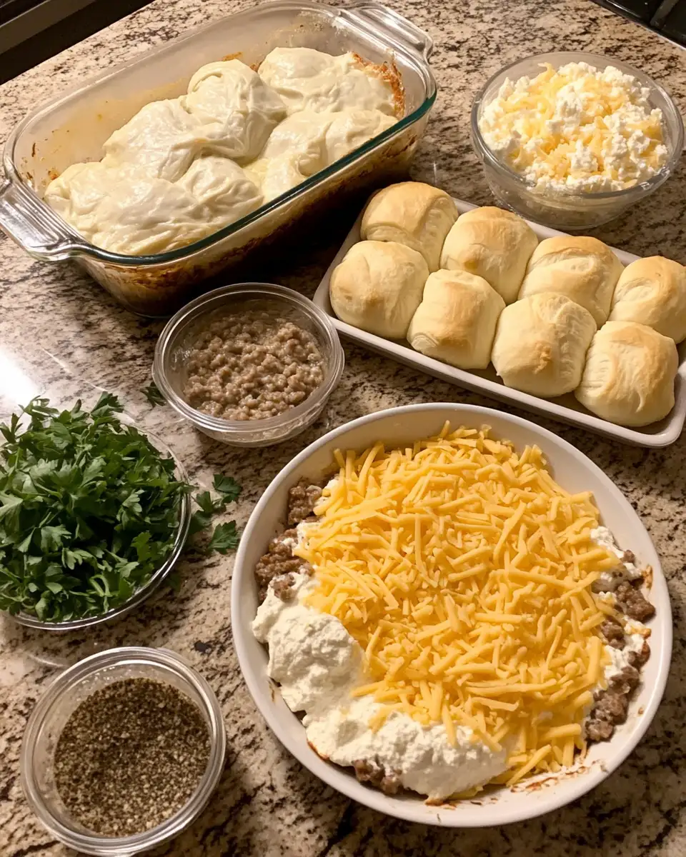 Ingredients for Sausage Cream Cheese Crescent Bake An Organized Chaos Delight