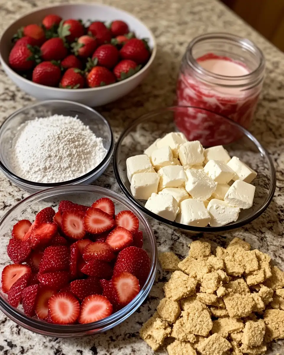 Ingredients for Decadent Delight: Elevate Your Dessert Game with Strawberry Crunch Cheesecake
