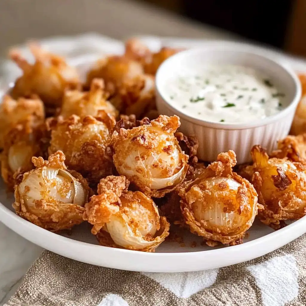 Bite-Sized Blooming Onions with Buttermilk Ranch Dip Bursting with Flavor - Featured Image