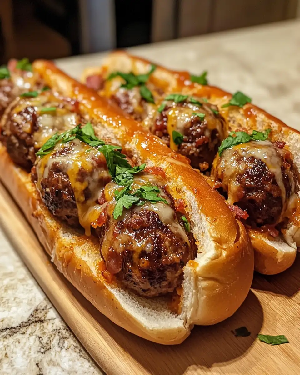 Final dish - Bourbon BBQ Bacon Cheeseburger Meatball Subs: A Flavor Explosion in Every Bite