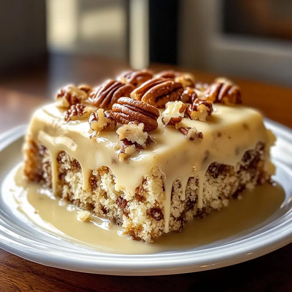 Irresistibly Indulgent: Dive into the Decadence of Butter Pecan Praline Poke Cake - Featured Image