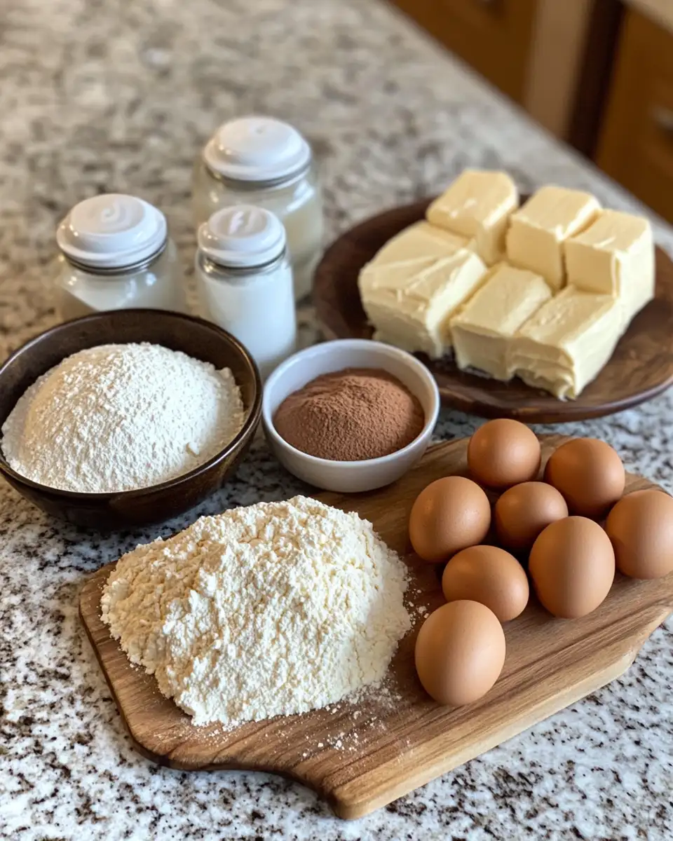 Ingredients for Sweet Sensations: Cake with Cinnamon Cream Cheese Frosting
