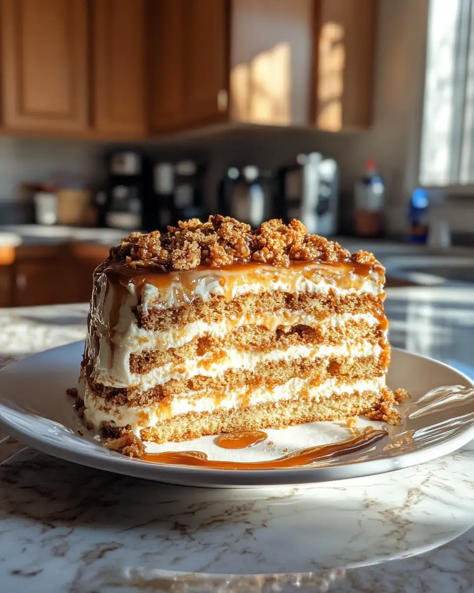 Final dish - Indulge in Sweet Delight: The Ultimate Caramel Crunch Cake Experience