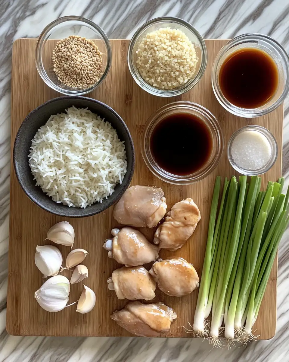 Ingredients for Savor the Flavor: Caramelised Soy Chicken in Garlic Ginger Broth with Rice