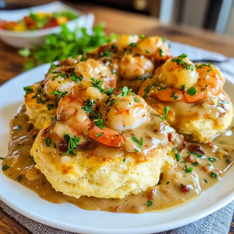 Savory Southern Delight: Cheddar Biscuits with Shrimp and Andouille Gravy - Featured Image
