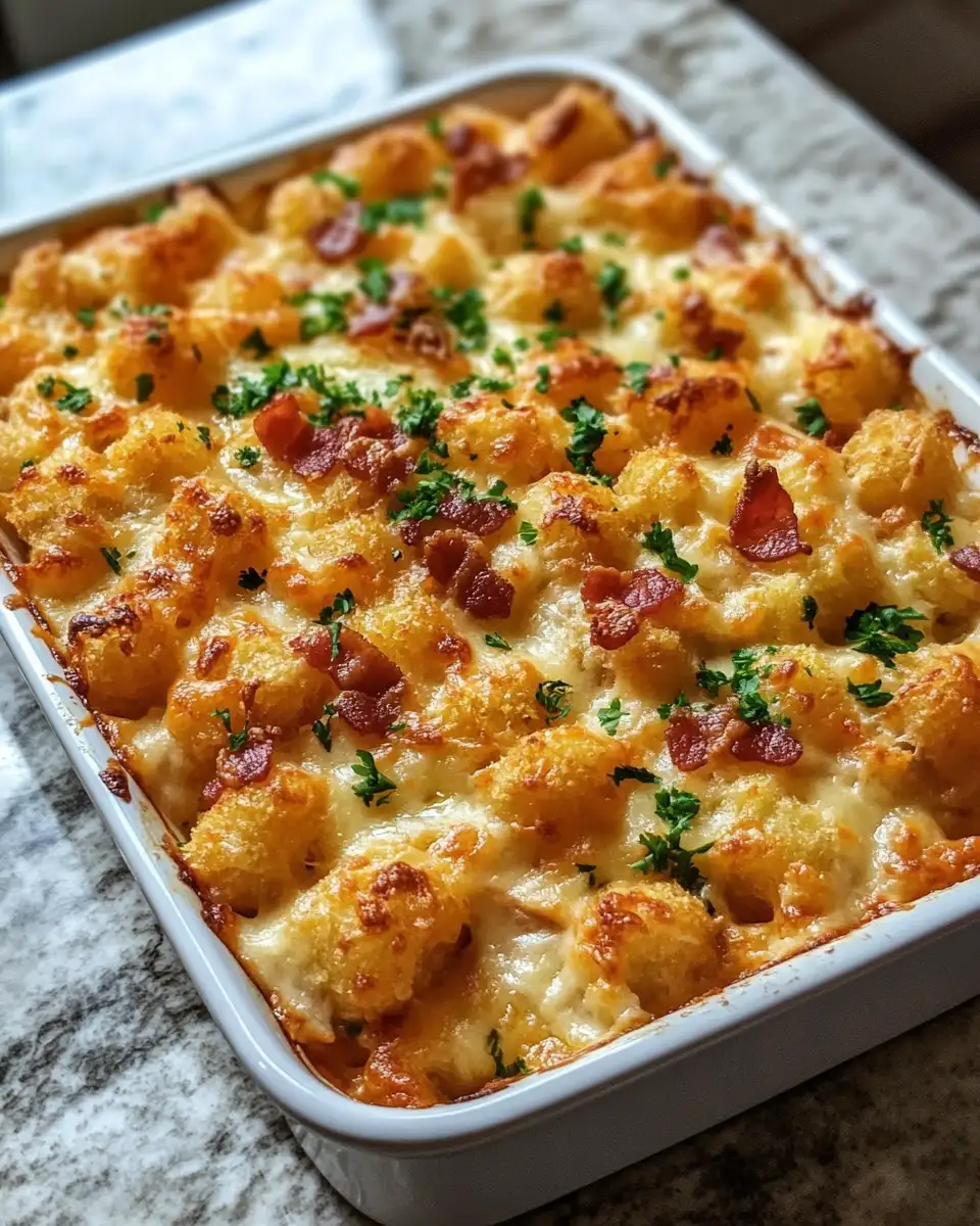 Final dish - Irresistible Chicken Bacon Ranch Tater Tot Casserole Delight