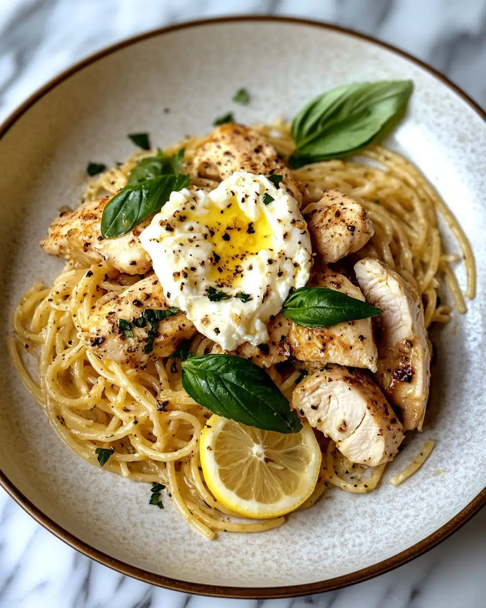 Final dish - Zesty Chicken Spaghetti with Burrata and Lemon Butter Garlic Magic