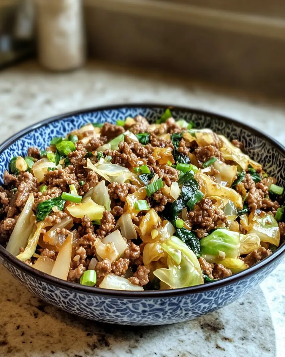 Final dish - Savory Simplicity: Chinese Ground Beef and Cabbage Stir-Fry Delight