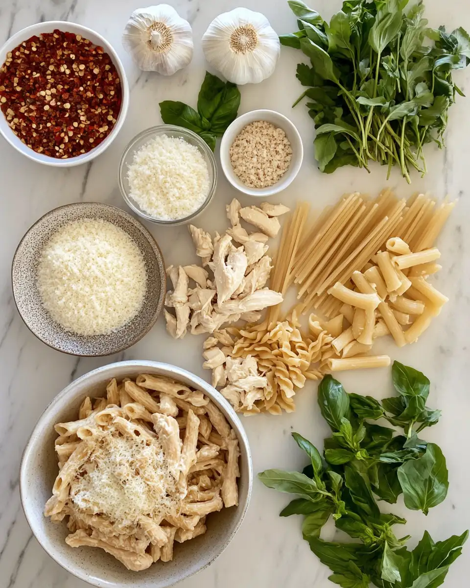 Indulge in Irresistible Creamy Chicken Garlic Parmesan Pasta Bliss 4 Ingredients for Indulge in Irresistible Creamy Chicken Garlic Parmesan Pasta Bliss