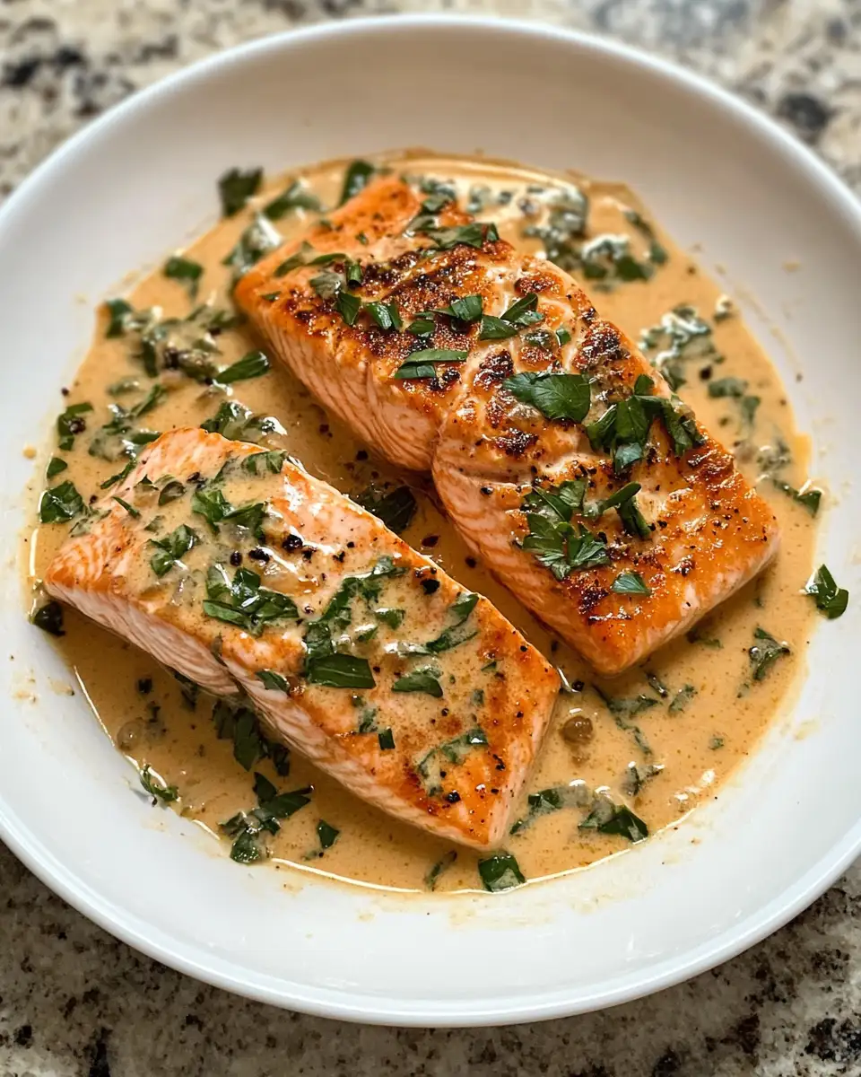 Final dish - Indulge in the Irresistible Delight of Creamy Salmon Piccata