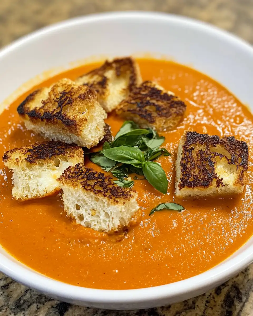 Indulge in Comfort: Creamy Tomato Bisque with Grilled Cheese Croutons - Featured Image
