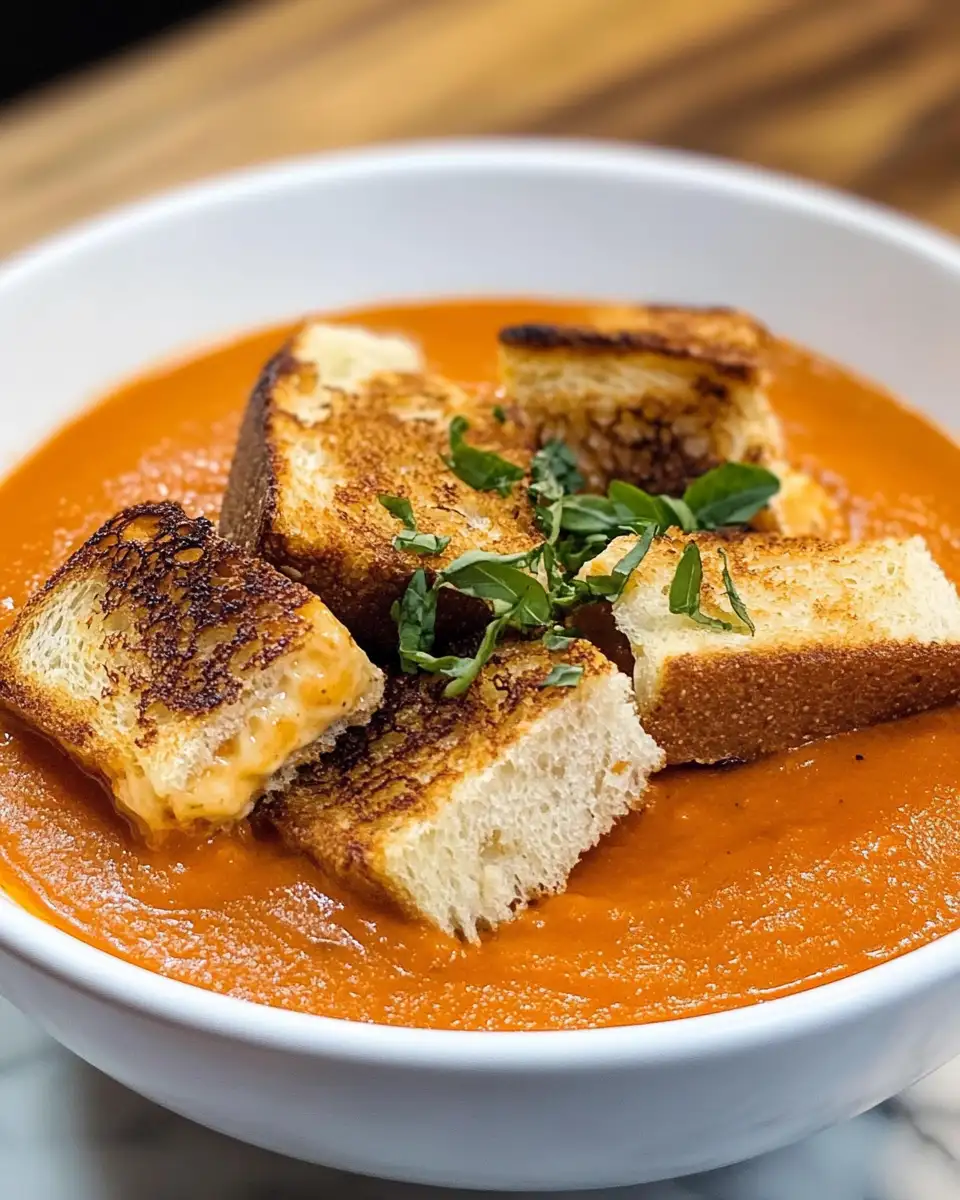 Ultimate Comfort: Creamy Tomato Bisque with Grilled Cheese Croutons Delight - Featured Image