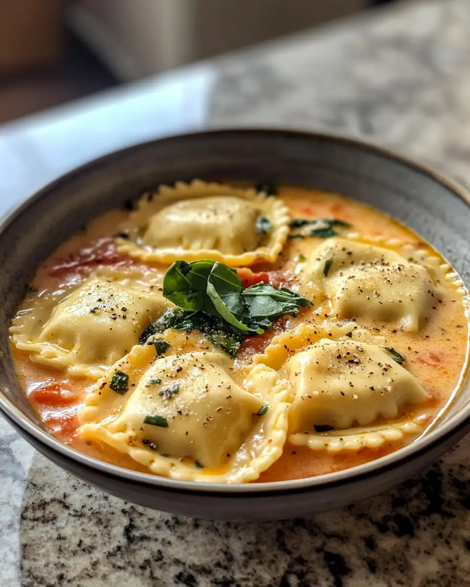 Indulge in Comfort: Creamy Tuscan Ravioli Soup Delight 6 Final dish - Indulge in Comfort: Creamy Tuscan Ravioli Soup Delight