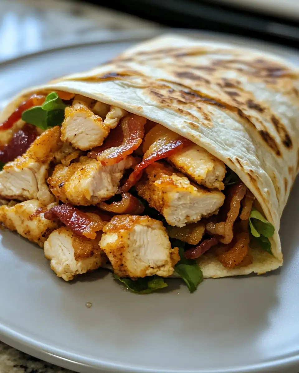 Final dish - Ultimate Crispy Chicken Bacon Ranch Wrap Delight