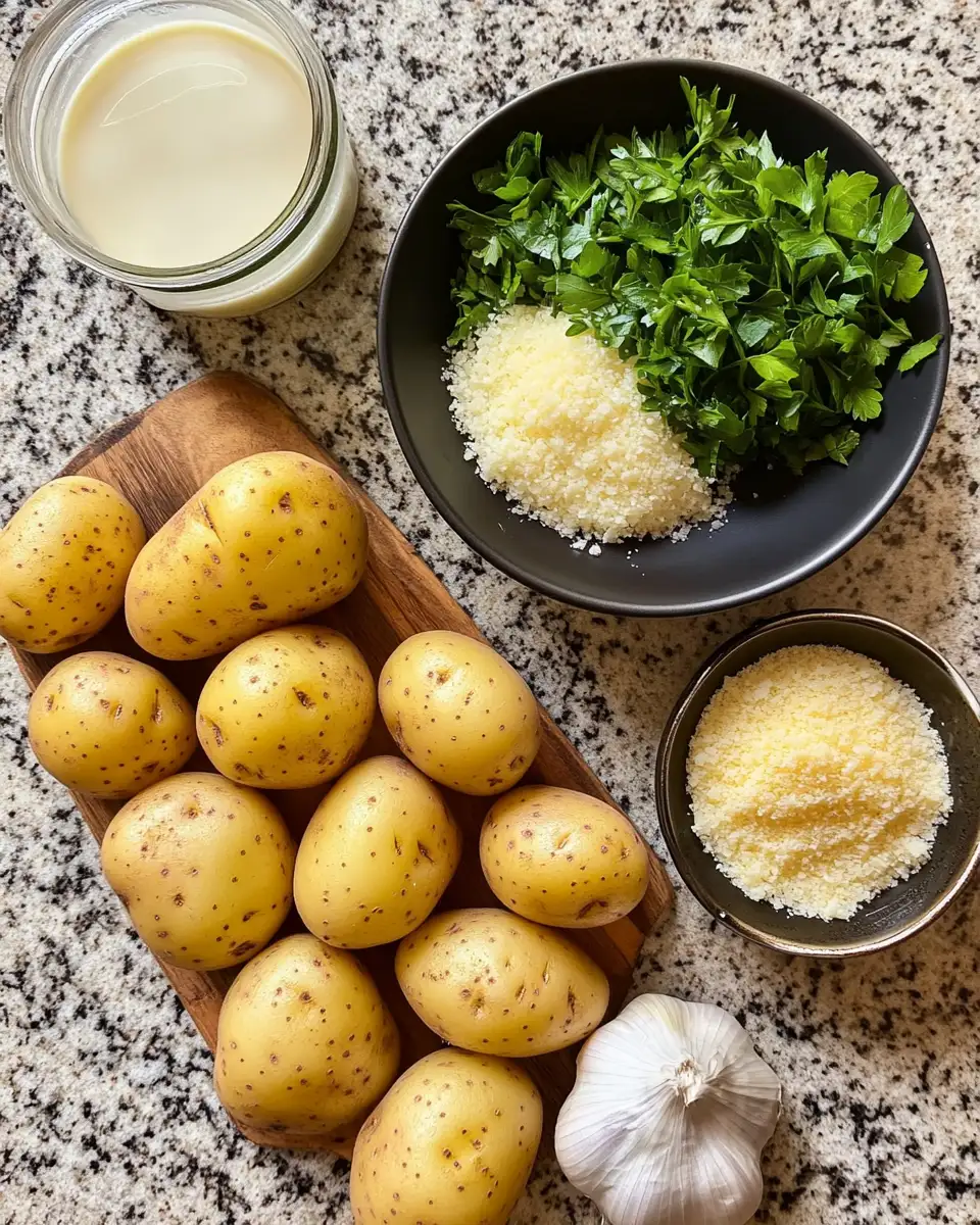 Ingredients for Whip Up Magic with Easy Creamy Garlic Sauce Baby Potatoes