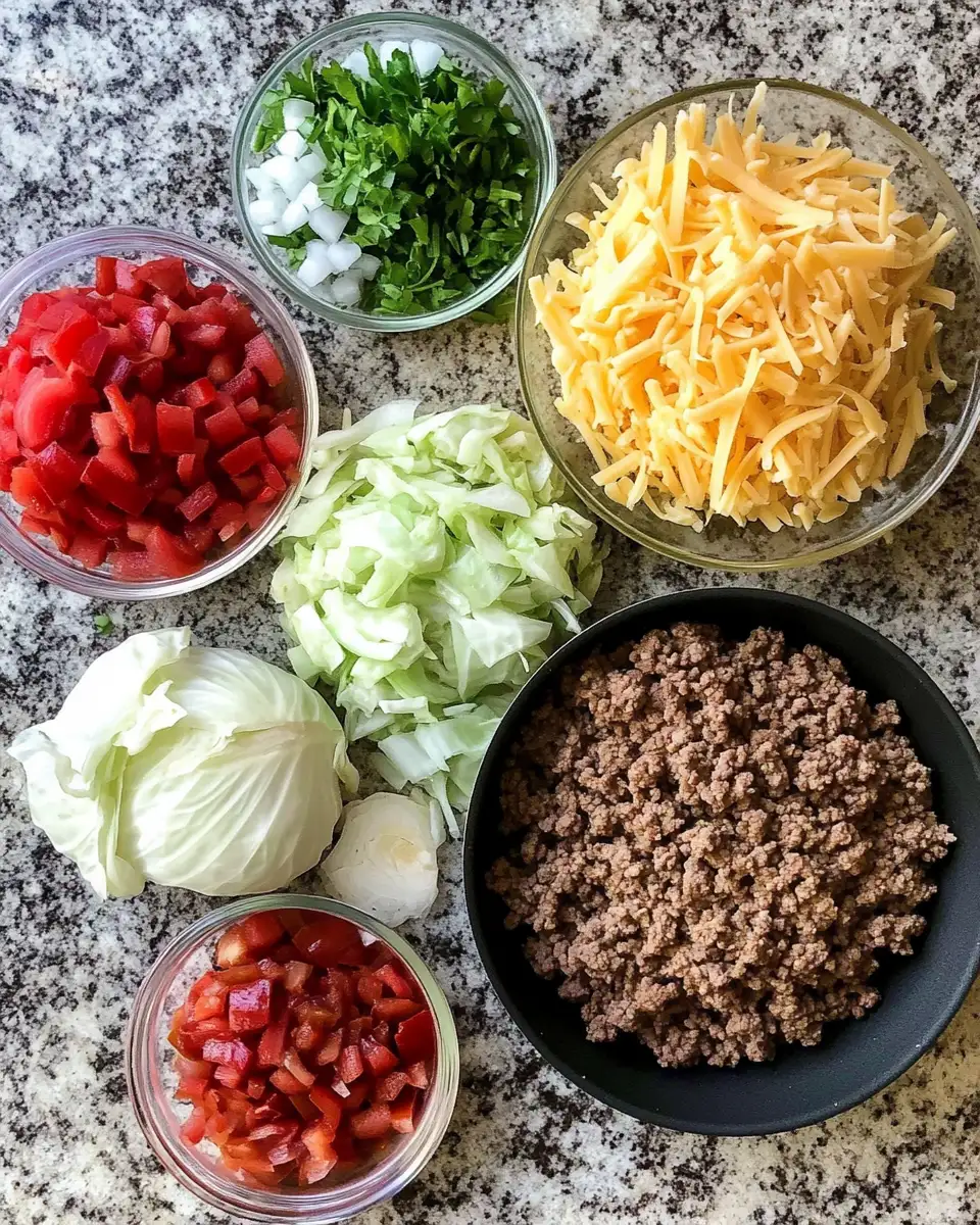 Quick and Delicious Ground Beef and Cabbage Skillet for Busy Weeknights 4 Ingredients for Quick and Delicious Ground Beef and Cabbage Skillet for Busy Weeknights