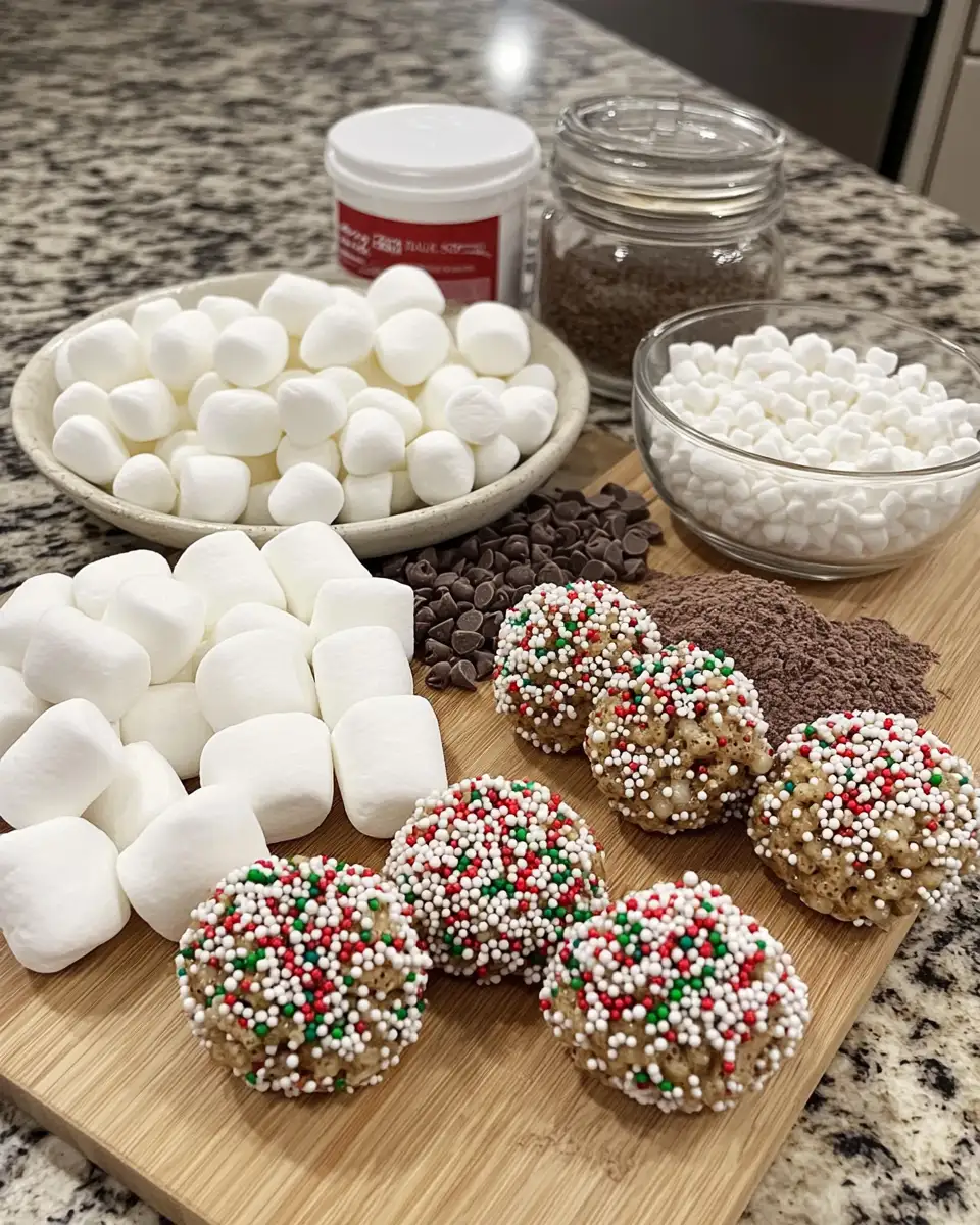 Ingredients for Festive Christmas Chocolate Rice Krispie Balls You'll Love