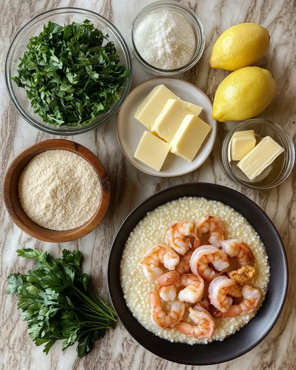 Ingredients for Savory Southern Twist: Gouda Grits Meet Smoky Brown Butter Shrimp
