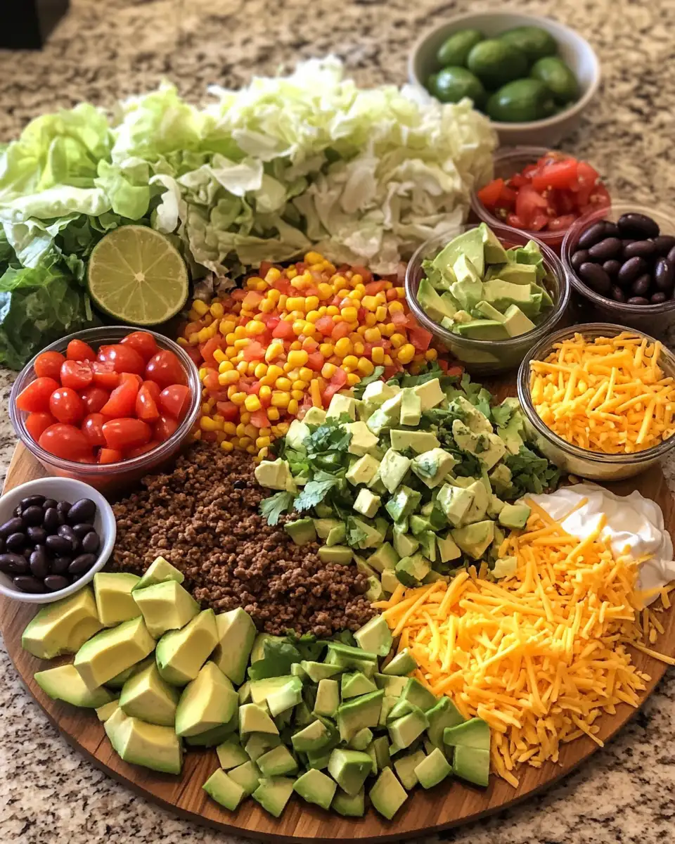 Ultimate Layered Taco Salad: A Fiesta in Every Bite 4 Ingredients for Ultimate Layered Taco Salad: A Fiesta in Every Bite