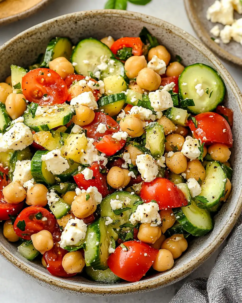 Zesty Mediterranean Chickpea Cucumber Feta Salad Delight - Featured Image