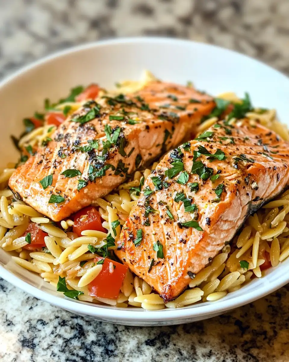 Final dish - Savor the Flavor: Irresistible Salmon Orzo Pasta Bowl Recipe