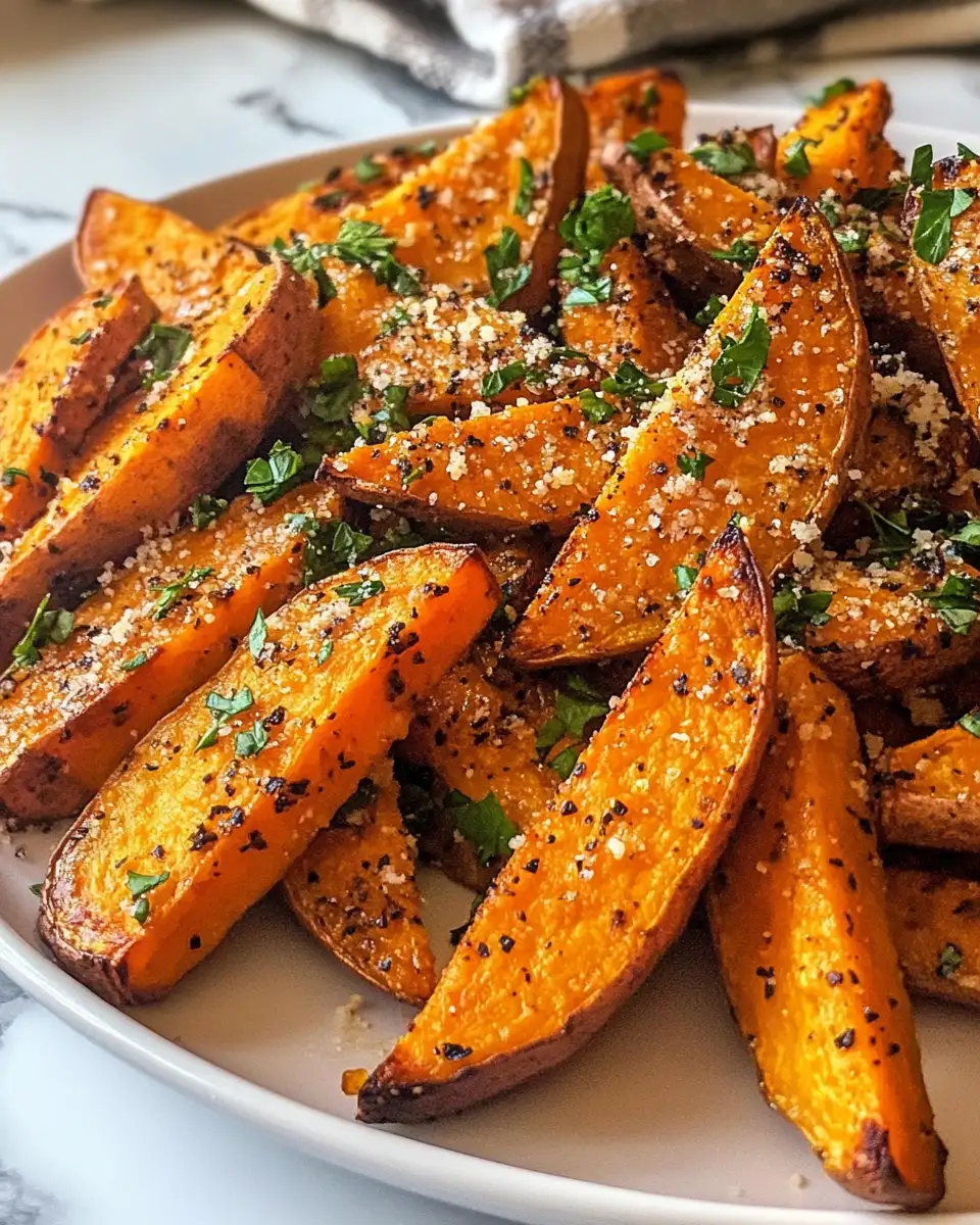 Crispy Delight: Savory Garlic and Parmesan Sweet Potato Wedges - Featured Image
