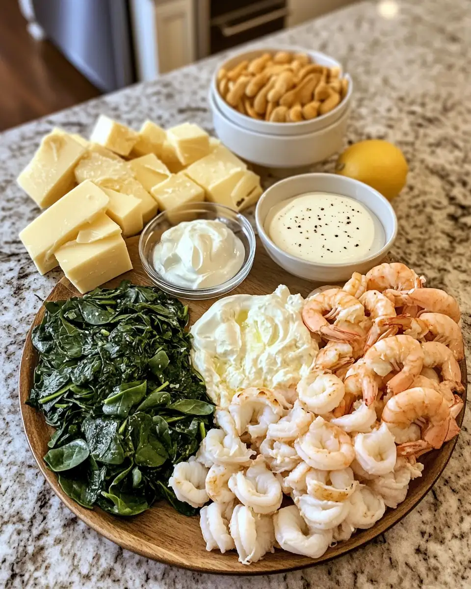 Ingredients for Dive into Decadence: The Ultimate Shrimp and Crab Spinach Dip Experience