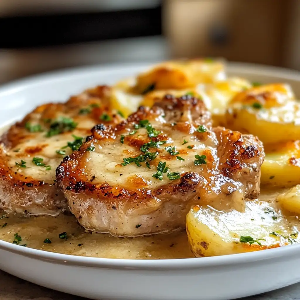 Hearty Comfort: Smothered Pork Chop and Scalloped Potato Casserole Delight - Featured Image