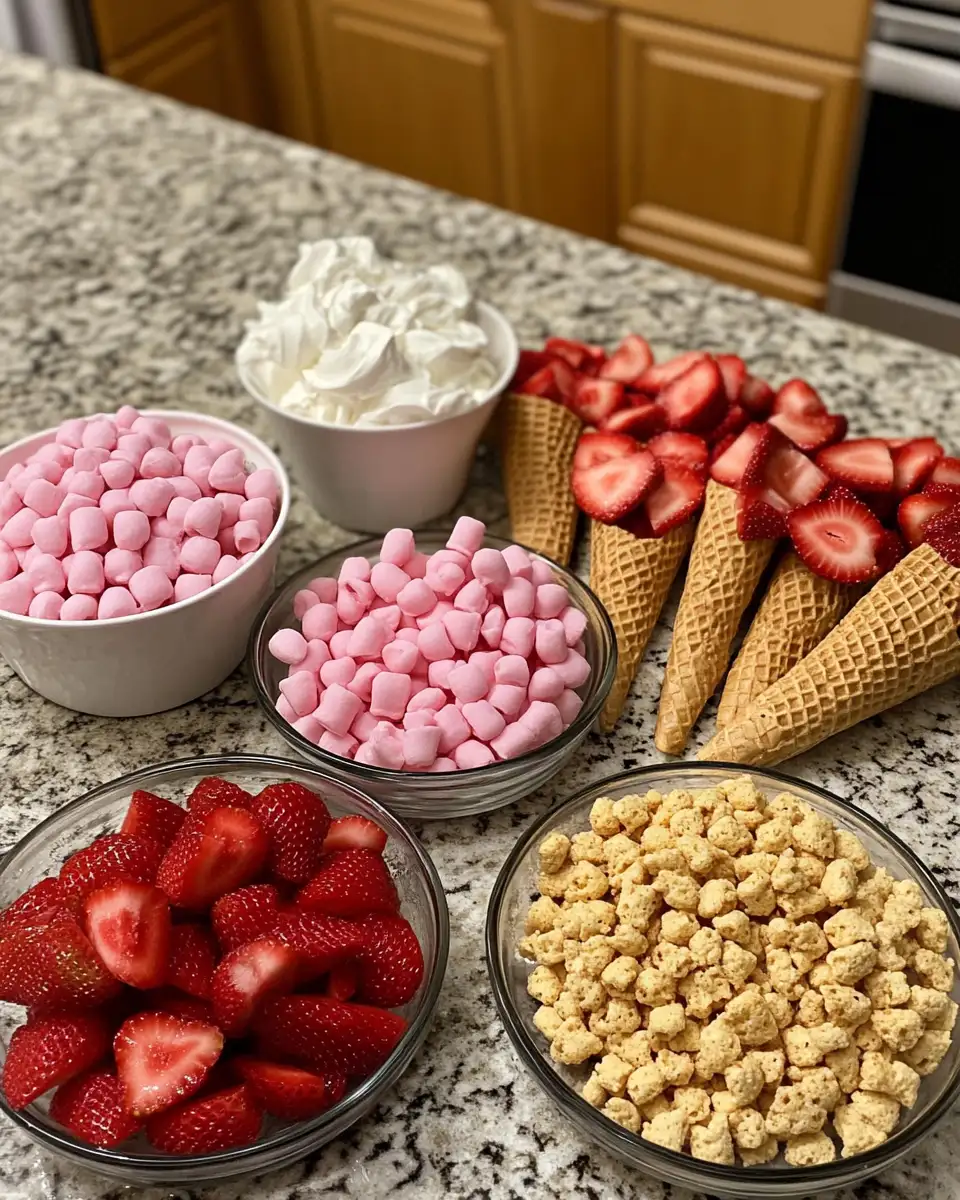 Delight in Every Bite: Strawberry Crunch Cheesecake Cones Extravaganza 4 Ingredients for Delight in Every Bite: Strawberry Crunch Cheesecake Cones Extravaganza