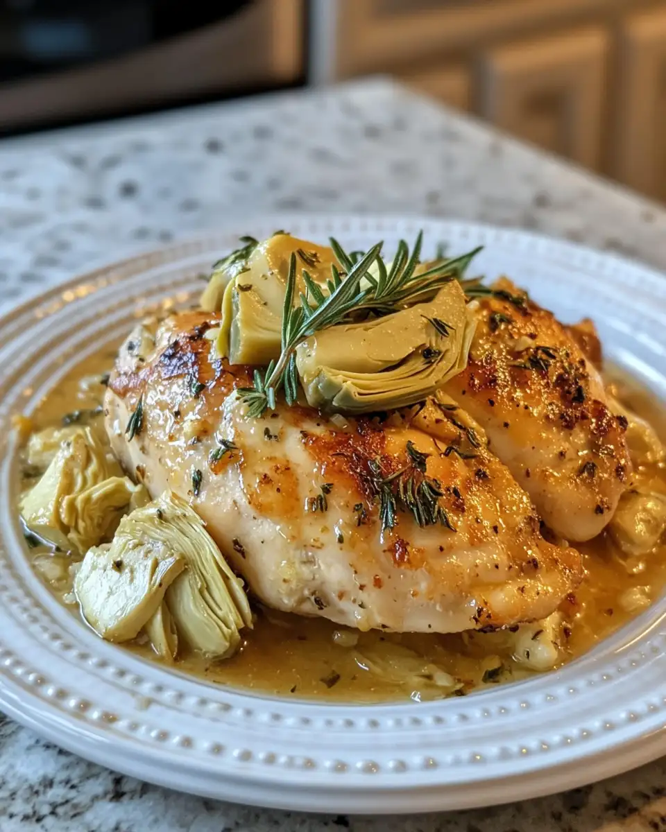 Final dish - Savor the Elegance of White Wine Artichoke Chicken: A Gourmet Delight