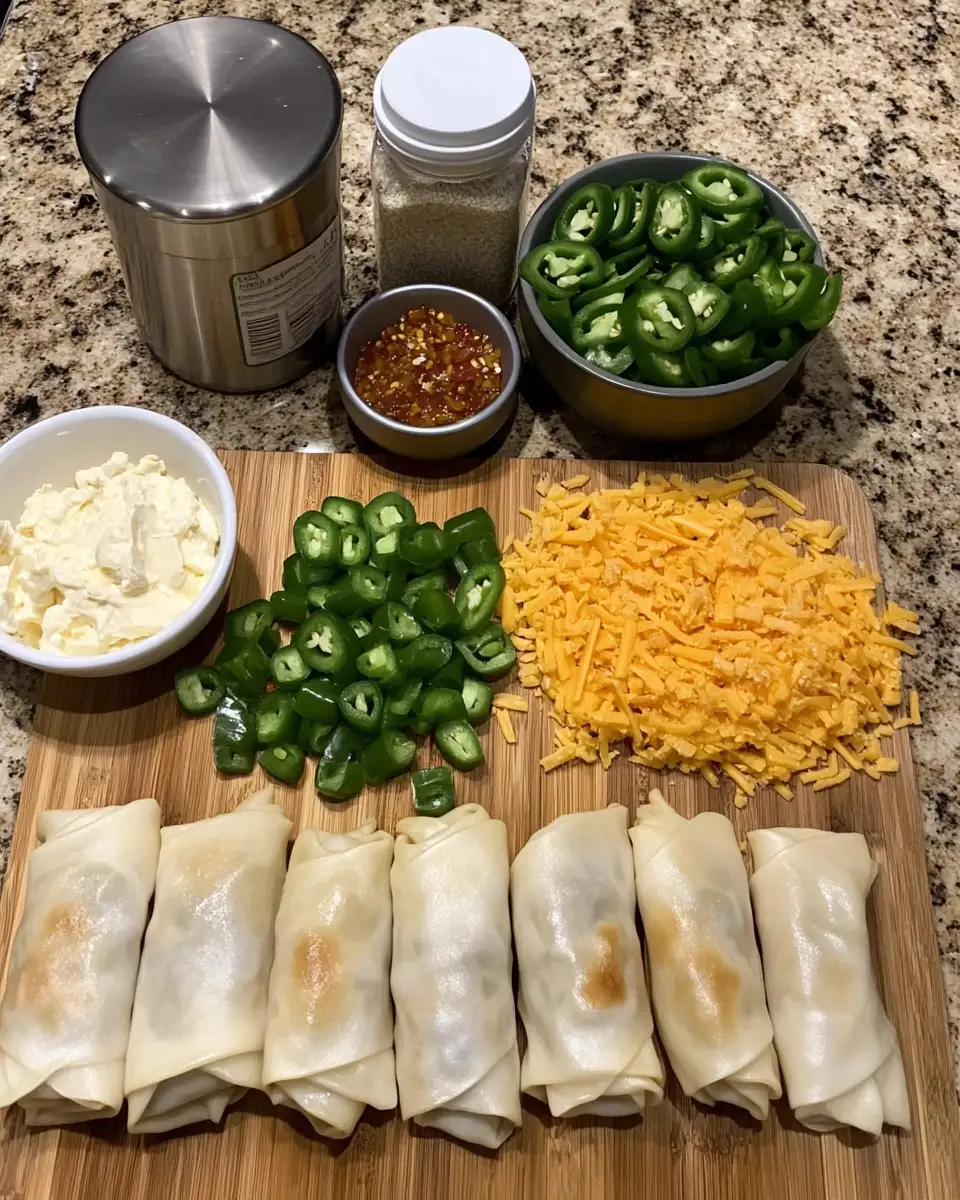 Crispy Bacon Jalapeño Popper Eggrolls: A Flavor Explosion in Every Bite 4 Ingredients for Crispy Bacon Jalapeño Popper Eggrolls: A Flavor Explosion in Every Bite